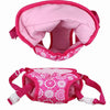 Pink floral doll carrier backpack accessory for 15 to 18 inch dolls, featuring soft padded interior.