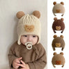 Winter Baby Hat Beanie Cap Cartoon Bear Ear Protection Knitted Hat for Toddler Boys Girls Cute Korean Warm Kids Crochet Hats