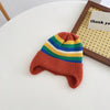 Winter Baby Knit Hat Korean Striped Rainbow Beanie Cap for Toddler Boys Girls Colorful Kids Warm Ear Protection Caps Bonnet