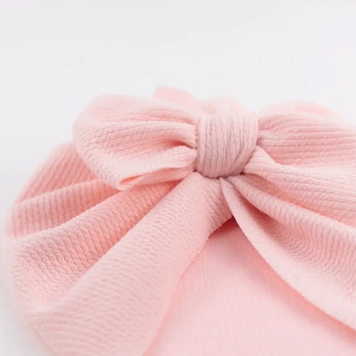 Solid Textured Ribbed Turban Baby Hats Bow Topknot Caps for Newborn Boy Girl Toddler Hospital Headwraps Kids Hair Accessories