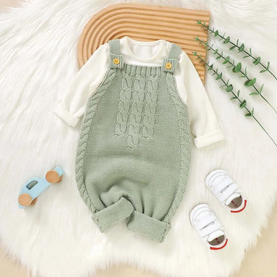Infant Boys Girls Sleeveless Rompers Clothes 0-18m Newborn Babies Solid Color Knitted Jumpsuits Outfit Spring Fall Children Wear