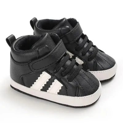 Meckior Toddler Baby Boys Girls High Tops Sneakers Soft Anti-Slip Sole Streaks Infant Newborn First Walking Crib Shoes 0-18M