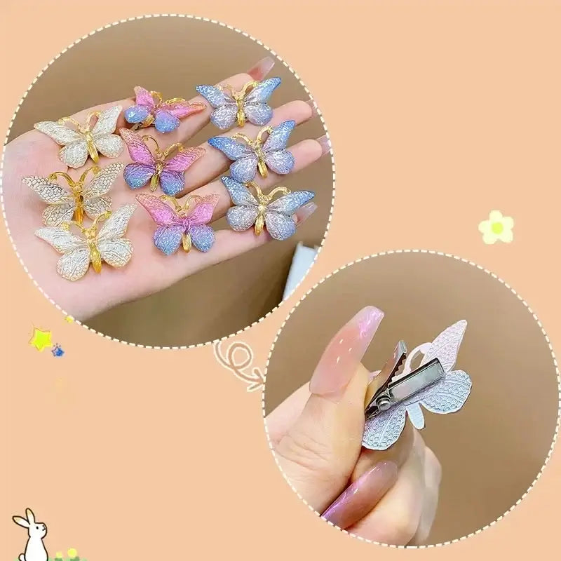 5PCS colorful butterfly hairpins for girls, featuring gradient colors and cute design, perfect for kids' hair accessories.