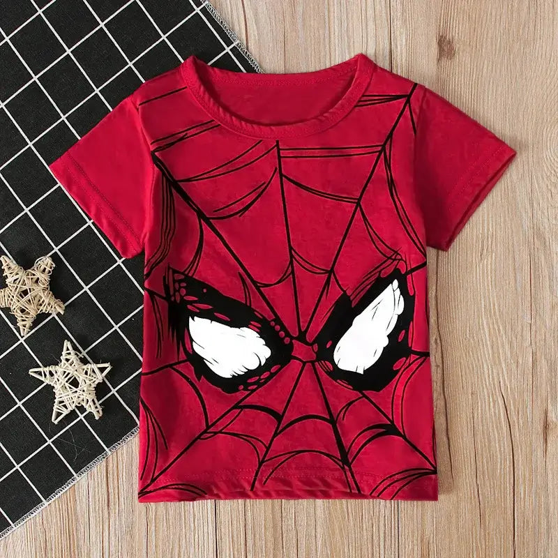 Boys Birthday Marvel Spiderman Shirts Short Sleeves Casual Sport Kids Tops Baby Print Super Hero Birthday Party Wear
