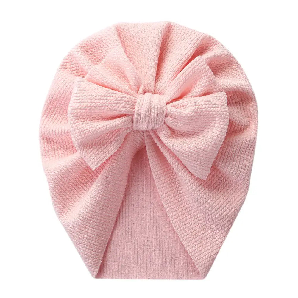 Solid Textured Ribbed Turban Baby Hats Bow Topknot Caps for Newborn Boy Girl Toddler Hospital Headwraps Kids Hair Accessories
