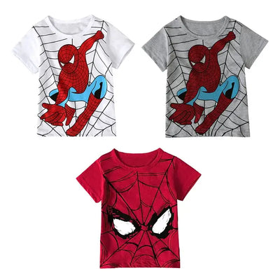 Boys Birthday Marvel Spiderman Shirts Short Sleeves Casual Sport Kids Tops Baby Print Super Hero Birthday Party Wear