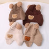 Winter Baby Hat Beanie Cap Cartoon Bear Ear Protection Knitted Hat for Toddler Boys Girls Cute Korean Warm Kids Crochet Hats