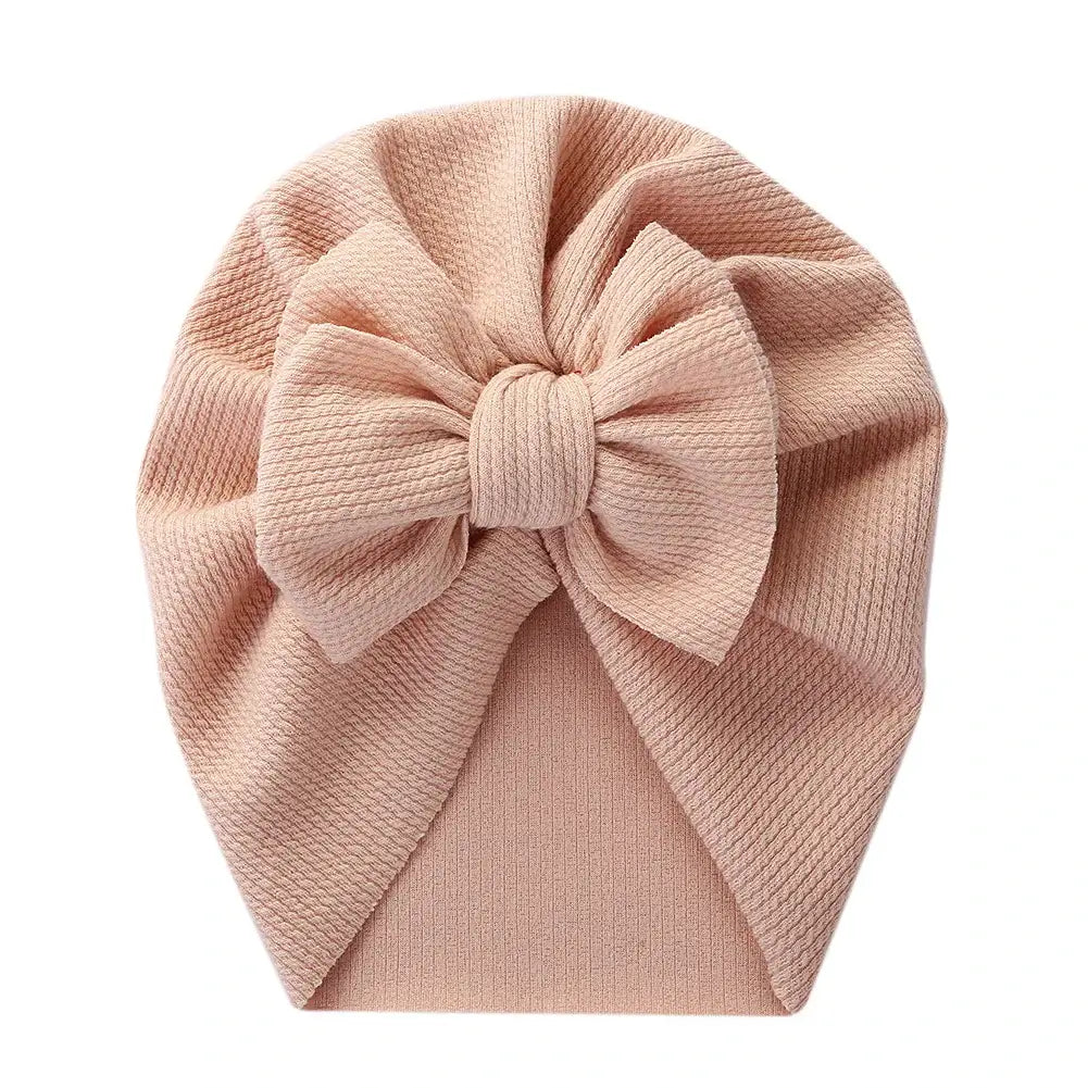 Solid Textured Ribbed Turban Baby Hats Bow Topknot Caps for Newborn Boy Girl Toddler Hospital Headwraps Kids Hair Accessories