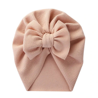 Solid Textured Ribbed Turban Baby Hats Bow Topknot Caps for Newborn Boy Girl Toddler Hospital Headwraps Kids Hair Accessories