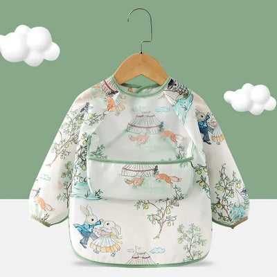 Baby Food Overalls Waterproof and Dirt-proof CHILDREN'S Apron Bib Spring and Autumn Girl Treasure Boy Baby Wash Back Wear Protec