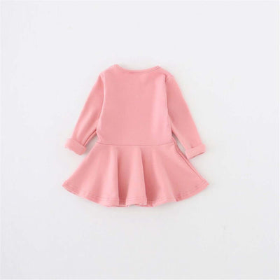 Toddler Baby Girls Long Sleeve Cotton Dress Solid Ruffle Tops