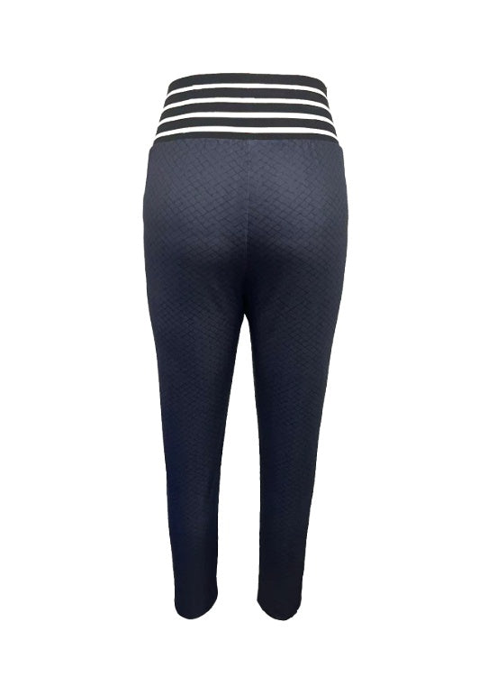 Ladies' Fashionable Casual Wear Woven Ribbon Hollow High Waisted Pencil Pants Solid Color Cropped Pants