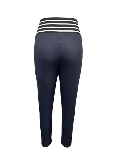 Ladies' Fashionable Casual Wear Woven Ribbon Hollow High Waisted Pencil Pants Solid Color Cropped Pants