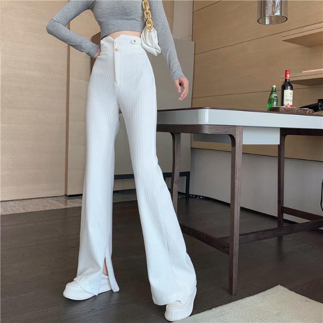 Ladies Slim Split Floor Mopping Casual Pants